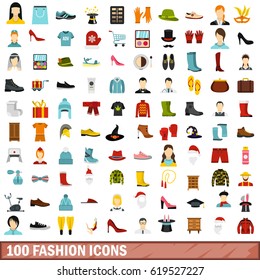 100 fashion icons set in flat style for any design vector illustration