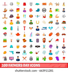 100 fathers day icons set in cartoon style for any design vector illustration