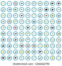 100 fauna icons set in flat style for any design vector illustration