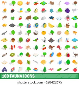 100 fauna icons set in isometric 3d style for any design vector illustration