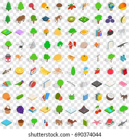 100 fauna icons set in isometric 3d style for any design vector illustration