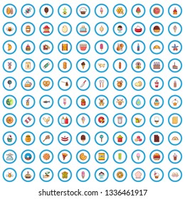 100 favorite food icons set in cartoon style for any design vector illustration