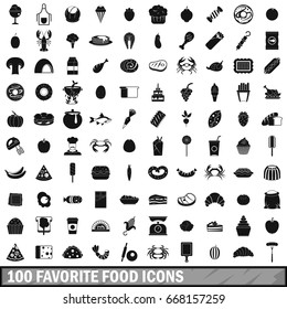 100 favorite food icons set in simple style for any design vector illustration