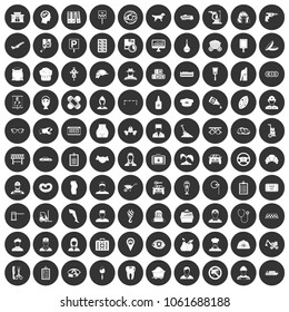 100 favorite work icons set in simple style white on black circle color isolated on white background vector illustration