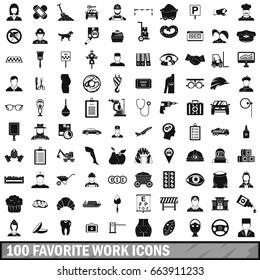 100 favorite work icons set in simple style for any design vector illustration