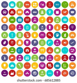 100 favorite work icons set in different colors circle isolated vector illustration