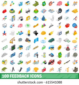100 feedback icons set in isometric 3d style for any design vector illustration