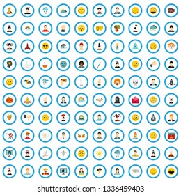 100 feeling icons set in flat style for any design vector illustration