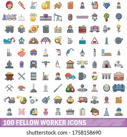 100 fellow worker icons set in cartoon style for any design vector illustration