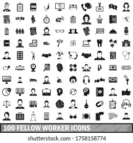 100 fellow worker icons set in simple style for any design vector illustration