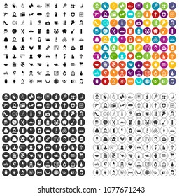 100 female icons set vector in 4 variant for any web design isolated on white