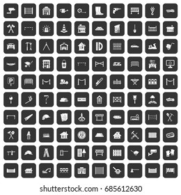 100 fence icons set in black color isolated vector illustration