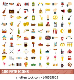 100 fete icons set in flat style for any design vector illustration