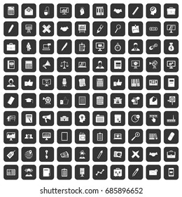 100 finance icons set in black color isolated vector illustration