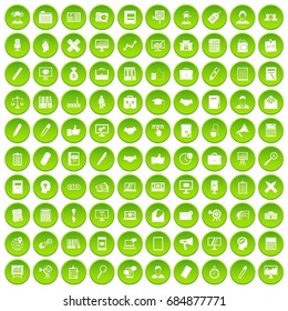 100 finance icons set green