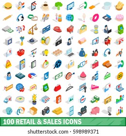 100 finance icons set in isometric 3d style. Illustration of finance isometric set isolated vector for web