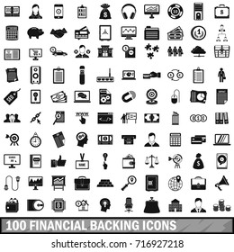 100 financial backing icons set in simple style for any design vector illustration