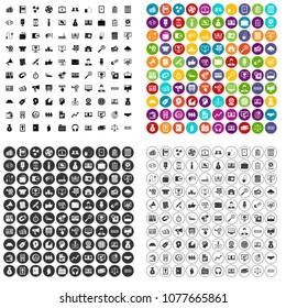 100 financial department icons set vector in 4 variant for any web design isolated on white