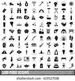 100 fire icons set in simple style for any design vector illustration