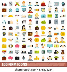 100 firm icons set in flat style for any design vector illustration