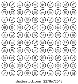 100 fish icons set. Outline illustration of 100 fish icons vector set isolated on white background
