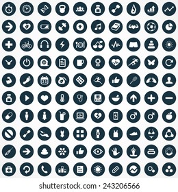 100 fitness icons big universal set 