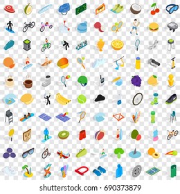 100 fitness icons set in isometric 3d style for any design vector illustration