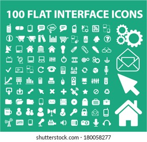 Juego de 100 iconos de interfaz web blanco plano, vector