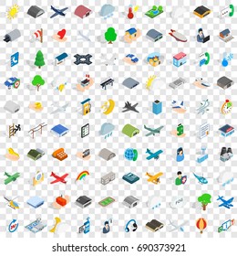 100 flight aviation icons set in isometric 3d style for any design vector illustration