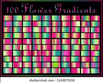 100 flower gradients, big set of simple blurred background