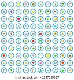 100 flower icons set in cartoon style for any design vector illustration