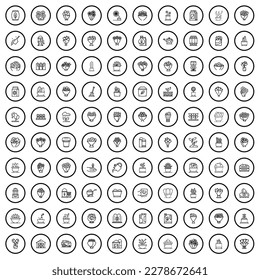 100 flower icons set. Outline illustration of 100 flower icons vector set isolated on white background