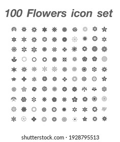 100 Flowers icon set Vector