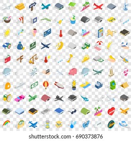 100 fly icons set in isometric 3d style for any design vector illustration