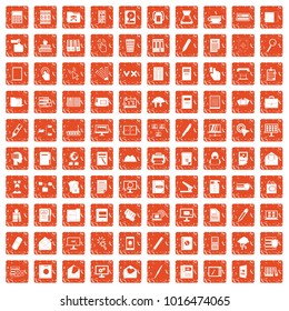 100 folder icons set in grunge style orange color isolated on white background vector illustration