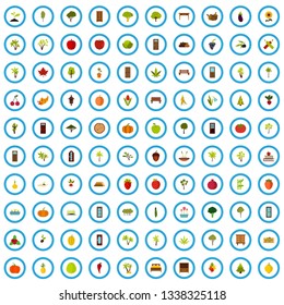 100 foliage product icons set in flat style for any design vector illustration