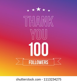 100 followers vector illustration in !   flat style - 100 instagram followers thank you