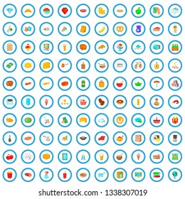 100 food delivery icons set in cartoon style for any design vector illustration