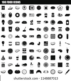 100 food icon set. Simple set of 100 food vector icons for web design isolated on white background