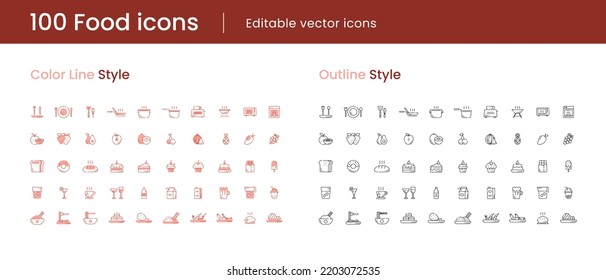 100 Food icons – Premium high-quality vector icons pack for professional website, apps, presentation, proposal and etc…