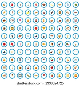 100 food icons set in cartoon style for any design vector illustration