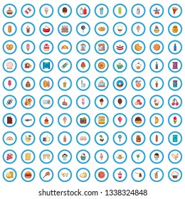 100 food icons set. Cartoon illustration of 100 food vector icons isolated on white background