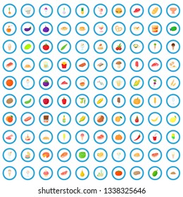 100 food icons set in cartoon style for any design vector illustration