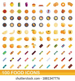 100 food icons set. Cartoon illustration of 100 food icons vector set isolated on white background