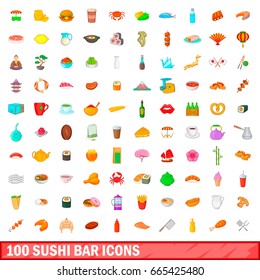 100 food icons set. Cartoon illustration of 100 food vector icons set isolated on white background