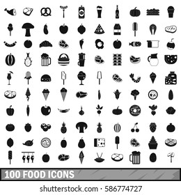 100 food icons set in simple style for any design vector illustration