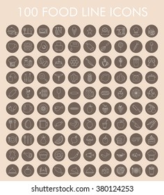 100 Food Line Icons Set. Eps-10.