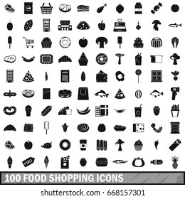 100 food shopping icons set in simple style for any design vector illustration