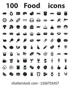 100 Food Vector black simple icon set