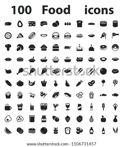 100 Food Vector black simple icon set